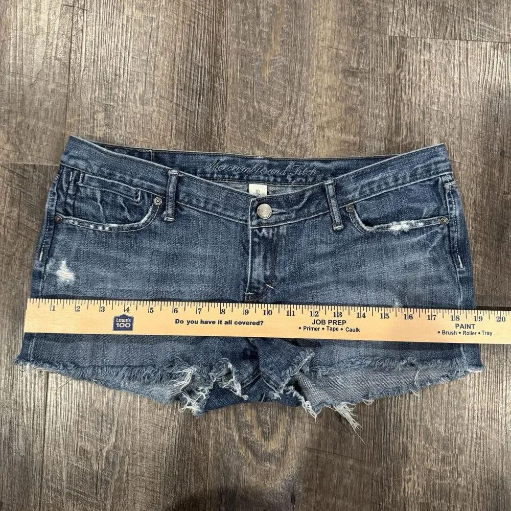 Abercrombie & Fitch Womens Shorts Sz10 VTG Y2K Distressed Jean Shorts - Picture 4 of 9